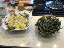 Puree et haricots verts frits